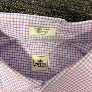 Peter Millar Men's Lavender and Blue Plaid Shirt